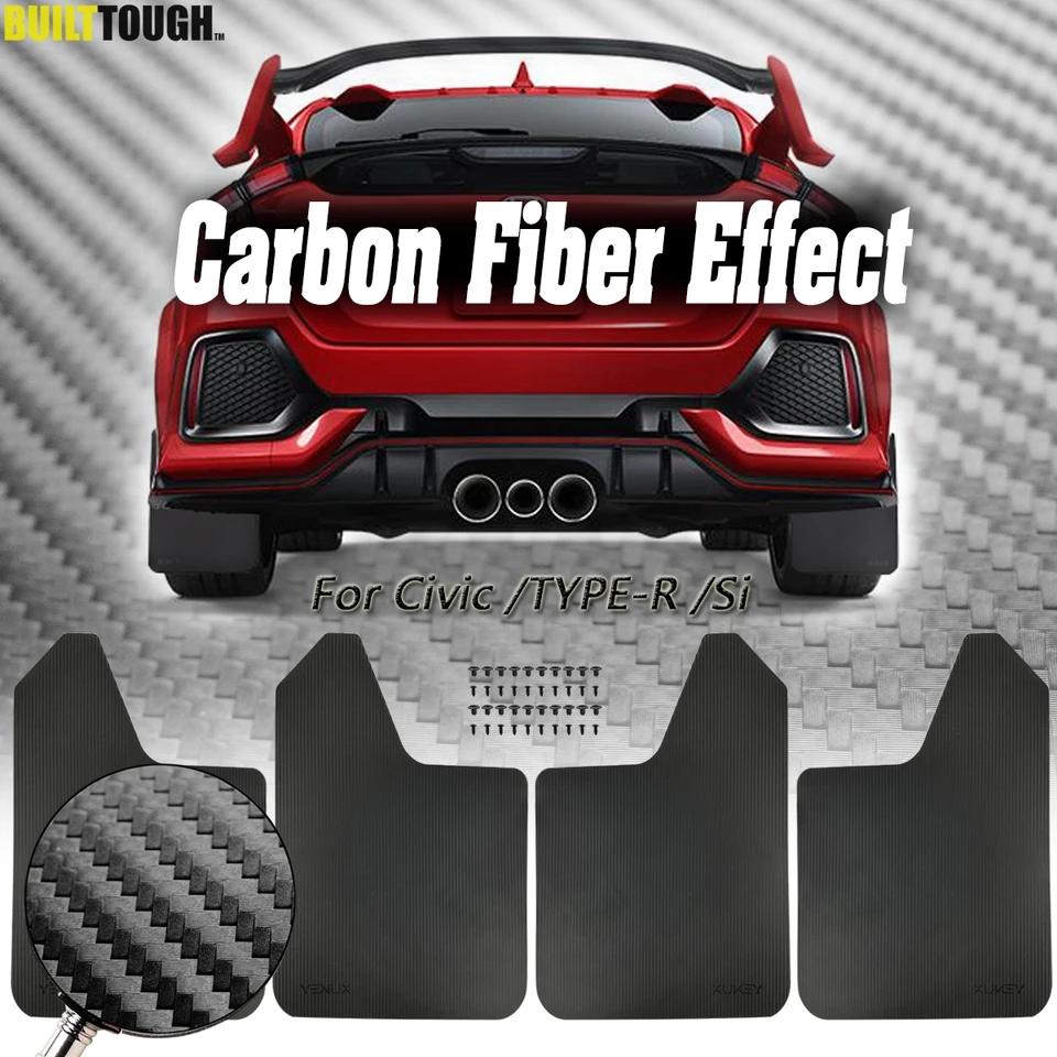 4x bahenné klapky baheny Splash Guards Mudguard pre Honda Civic /Typ R /Si Mugen Type-R Type-S Coupe /Tourer /Touring Sedan Hatch