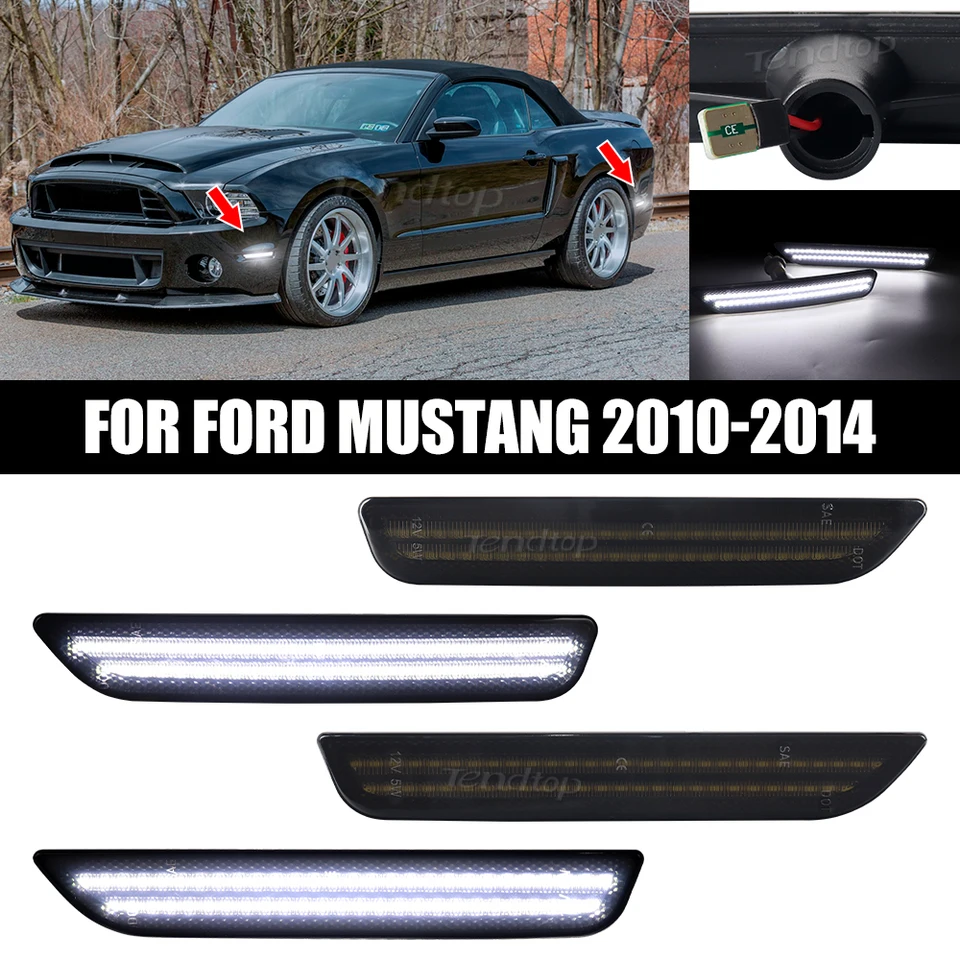 4x biele/zelené LED auto predný zadný nárazník bočné značky svetlo parkovacie žiarovky pre Ford Mustang 2010 2011 2012 2013 2013 2014