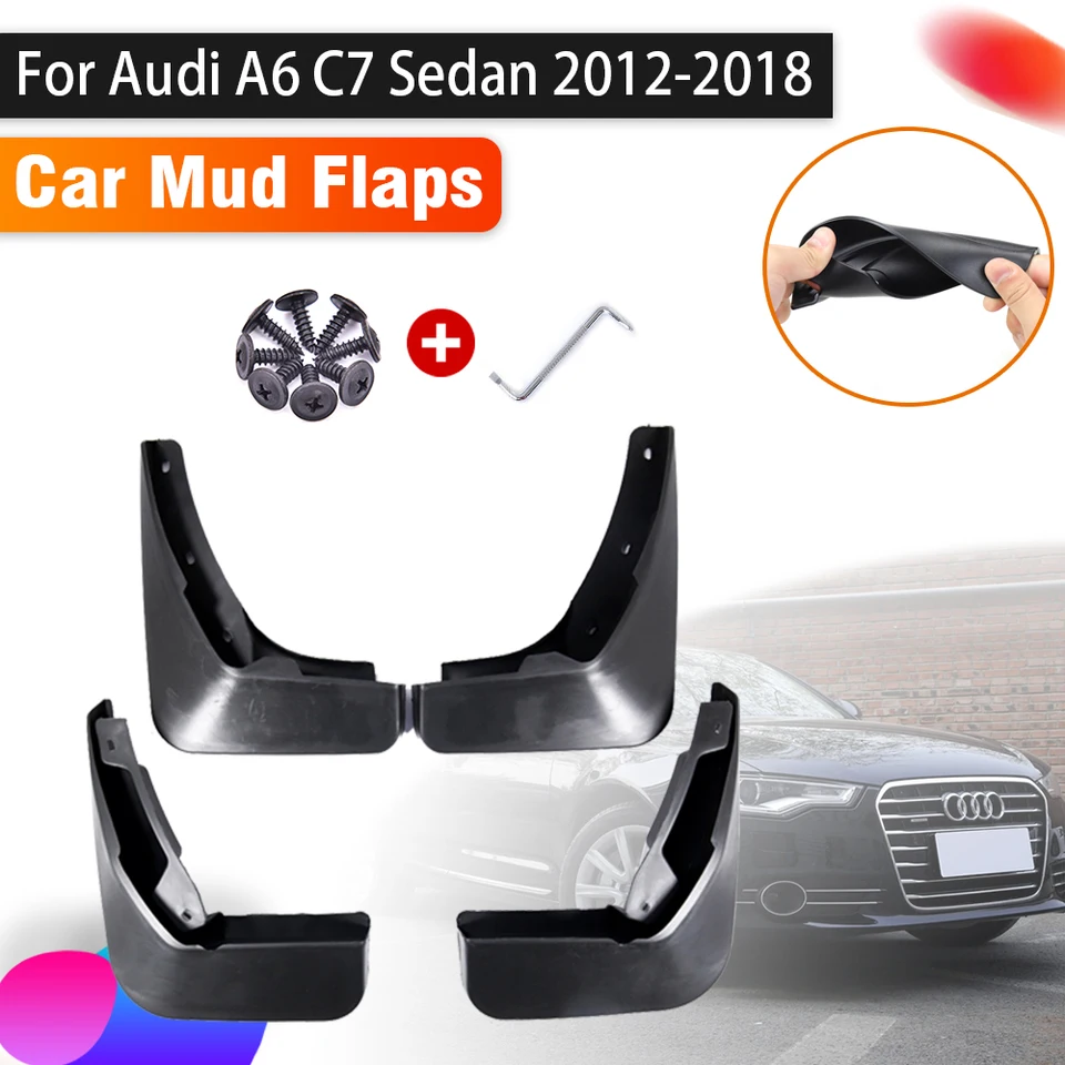 4x Car Mudguards bahenflap pre Audi A6 C7 Sedan 2012 ~ 2018 Automatické anti-Spla bahno klapka Splash Strešľba predného zadného bahenného klapky