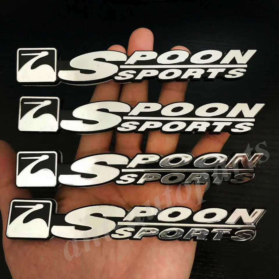 4x Chome Abs Spoon Sports JDM R A CAR TRUNK FENDER Zadný odznak znak nálepka nálepky