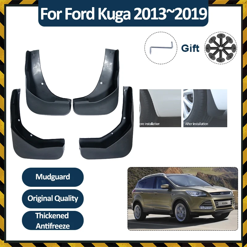 4x Fender automobilu pre Ford Kuga Escape 2 Mk2 2013 ~ 2019 predné zadné koleso Mudflapy Flaps Flares Splash Mud Guards Mudguard Accessories