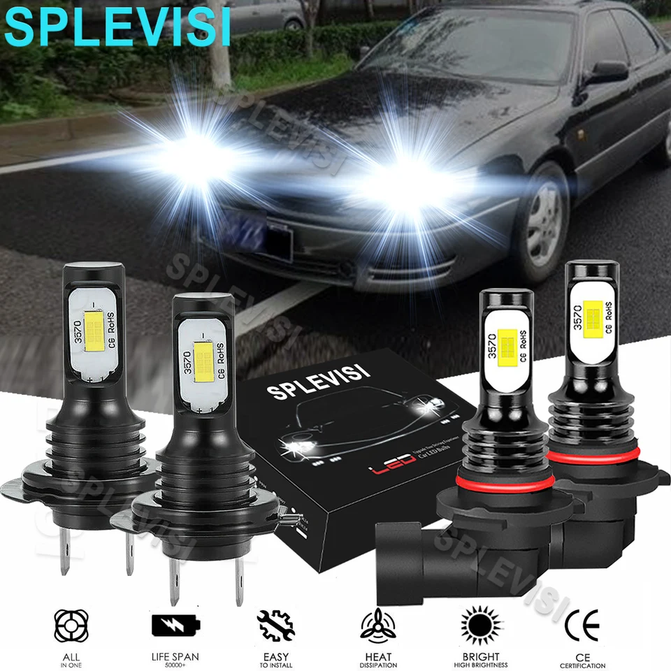 4x LED biely svetlomet HI LOW LEAM Žiarovky 6000K pre Lexus ES300 1997-2003 Volvo S60 V70 2001-2004 Lincoln Town CAR 2003 2004-2011