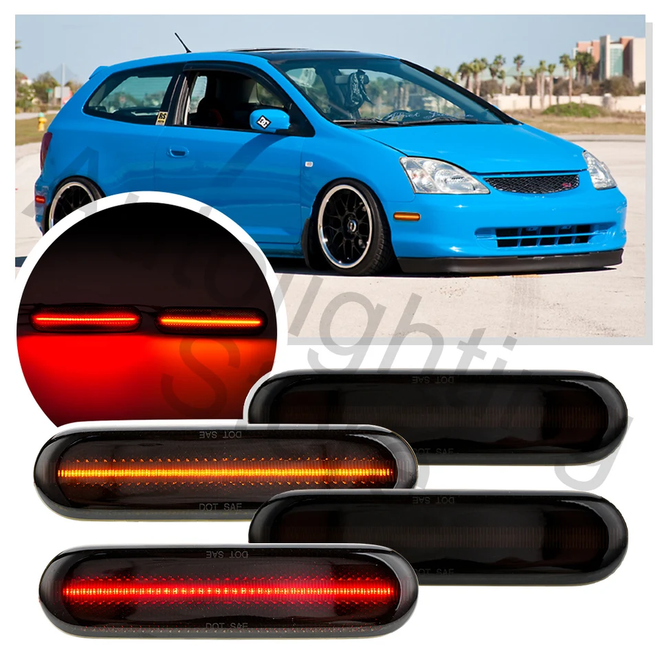 4x pre 2002-2005 Honda Civic 7. Gen LED Turn Signal Signal Side Side Marker Blinker Fender Lamp Fender Lamp predný jantár