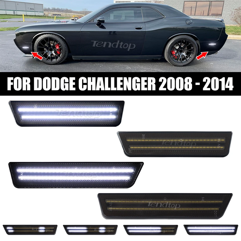 4x predné zadné zadné zadné LED značky LED svetlo LED LED strana Fender Reflector Lamp pre Dodge Challenger 2008 2009 2010 2012 2012 2013 2013 2014