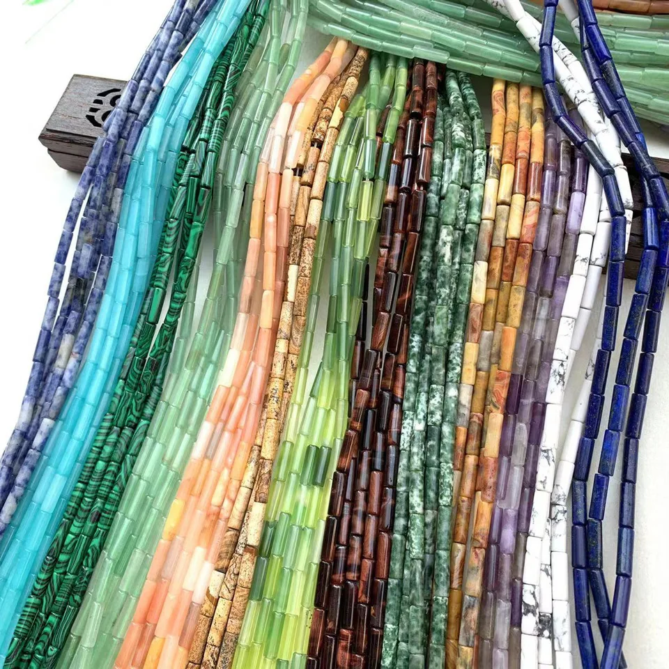 4x13 mm okrúhle trubice Stĺpec Prírodný kameň Agát Periežové korálky pre DIY šperky Výroby náramkových náhrdelníkových ušných cvočky Charmové doplnky