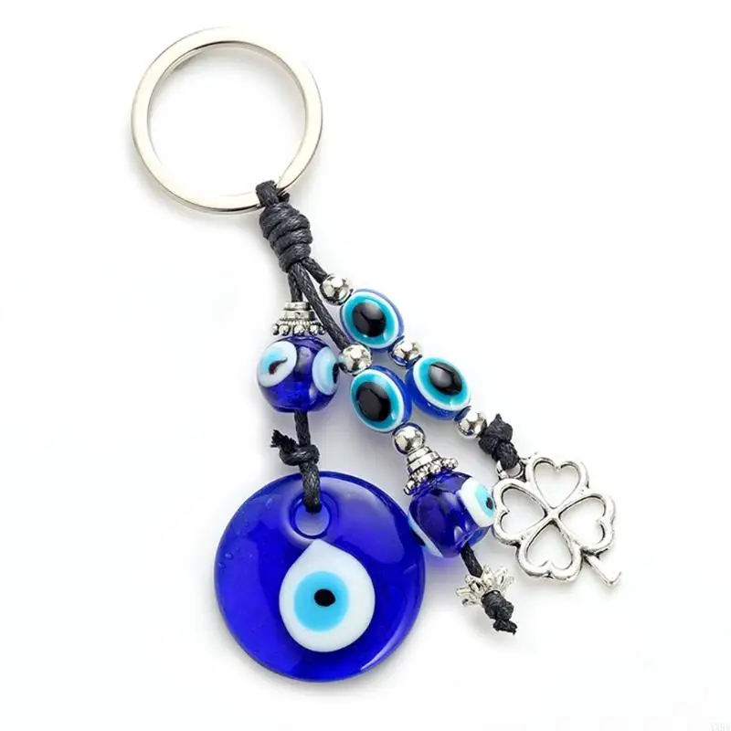 4xbe modrá pre zlé oči Keychain štvorlístie Kľúčenka Keychain Veľa šťastia šperky House Key