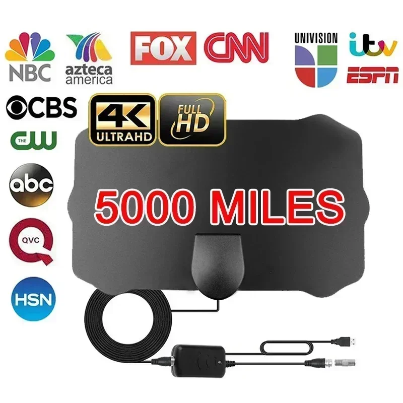 5 000 míľ HD 8K 4K 1080p Indoor Digital TV anténa 25dB HDTV antena DVB-T DVB-T2 káblová televízia Antena UHF VHF DTV TV TV antény Aerial