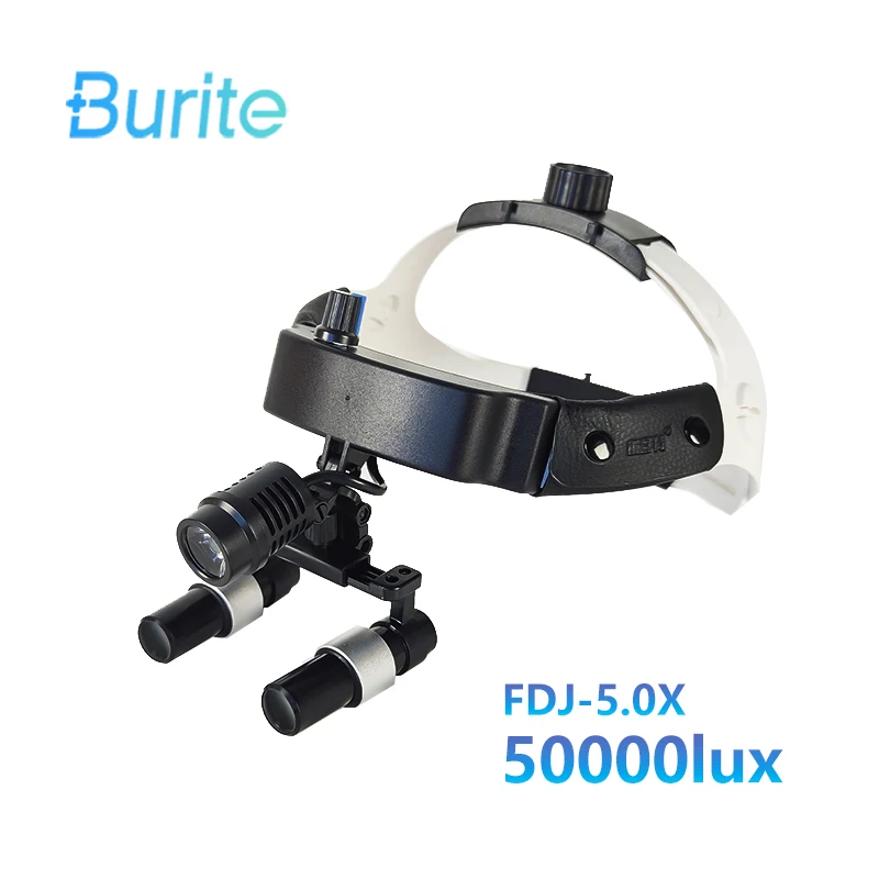 5.0x Helma Dental Loupe LED chirurgické Loupes Spotlight White Headband Lugitor Nabíjateľný svetlomet pre lekárskeho zubného lekára