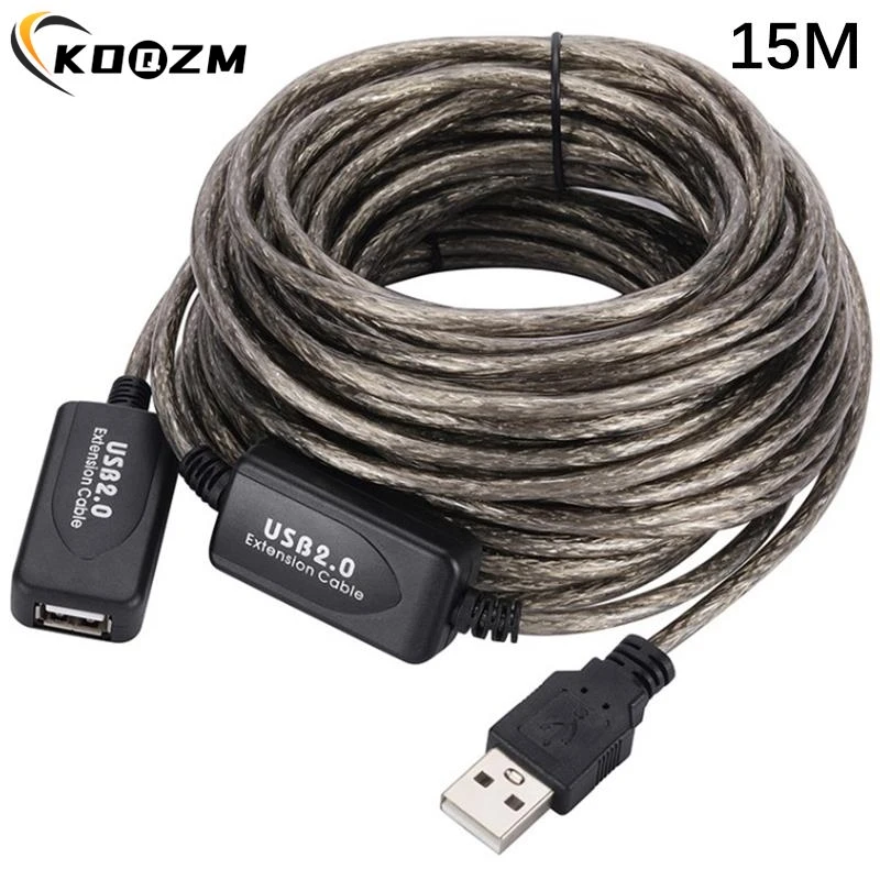 5/10/15 m USB 2.0 Predlžovací kábel 5 m/10 m/15 m USB 2.0 Extender USB Repeater Extension Cord s posilňovačom USB Muž do ženy