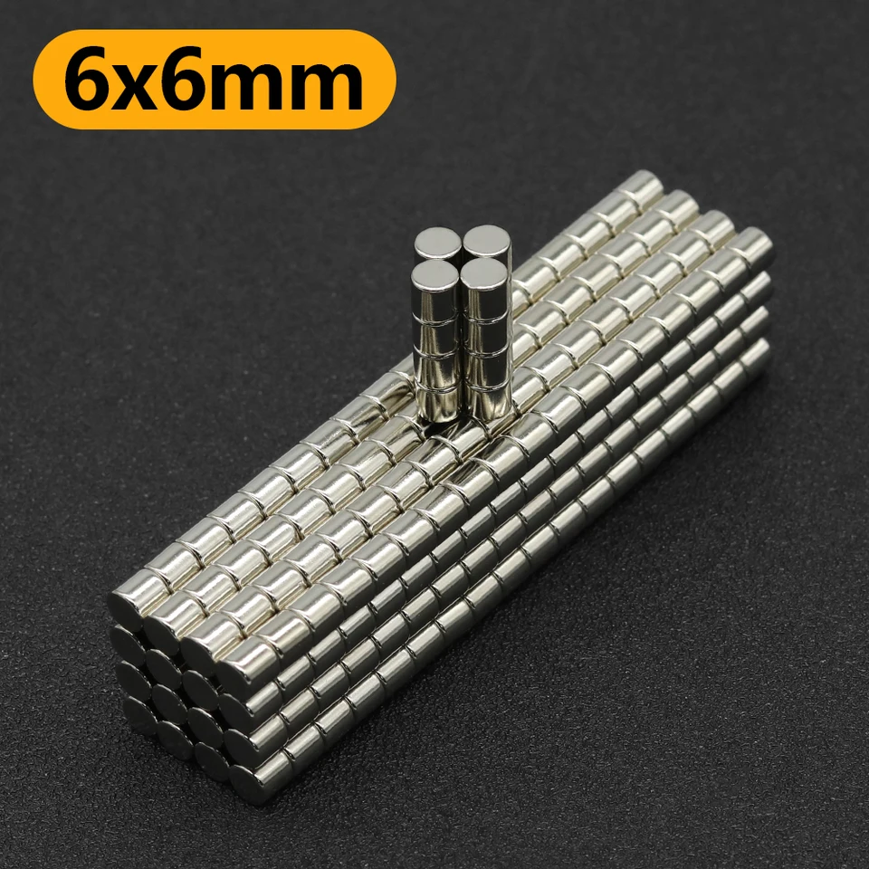 5/10/20/50/100ks 6 mm x 6 mm NDFeb Round Magnet Super silné neodymiové magnety silné permanentné magnetické imány disk 6x6