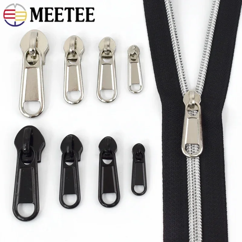 5/10/20ks 3# 5# 8# 10# Zipper posúvače pre nylonové zipsové tašky Suitcase Zippers Slider Pull Strieborné strieborné súpravy sťahovača zipsov