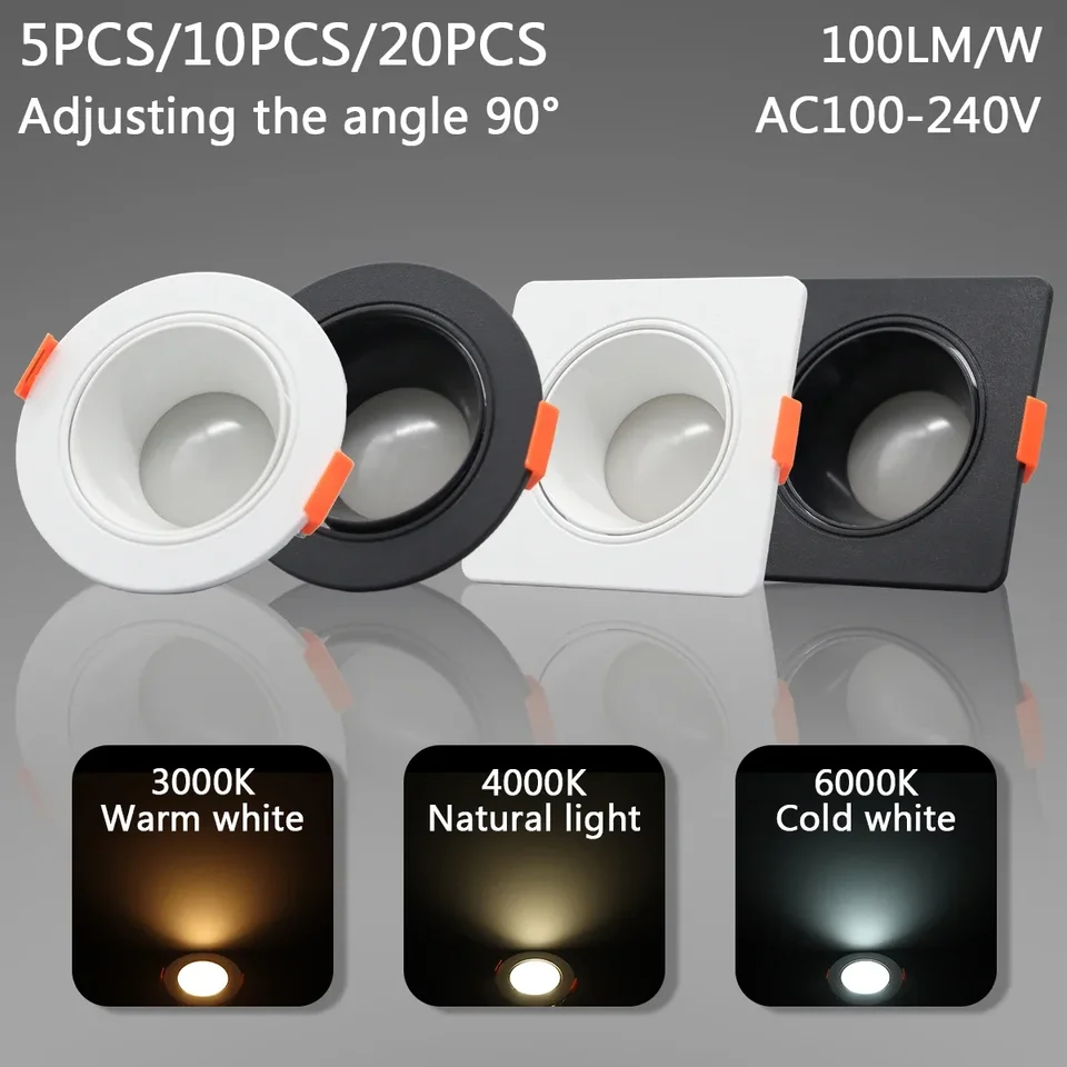5/10/20ks 8W LED Downlight GU10 Stropné reflektory Spotlighty Energy Saving 90degRee Usy