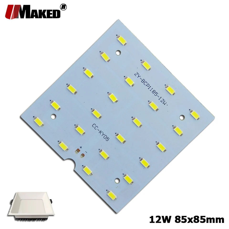 5/10/20ks LED LED DPS 12W 85x85 mm LED Downlight Hliníková doska osvetlenie Featsink SMD5730 110LM/W SQUARE LIGHT Source pre panel LAMP