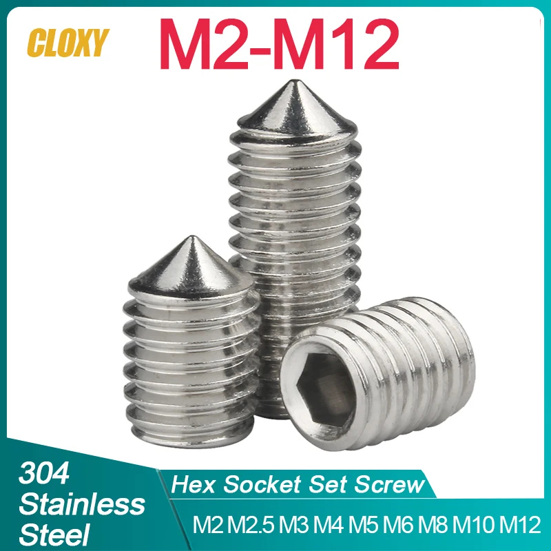 5/10/20ks m2,5 m3 m4 m5 m8 m8 m10 m12 304 z nehrdzavejúcej ocele HEX hexagon soket allen pohár grub skrutkovacia skrutka skrutka skrutka Din914