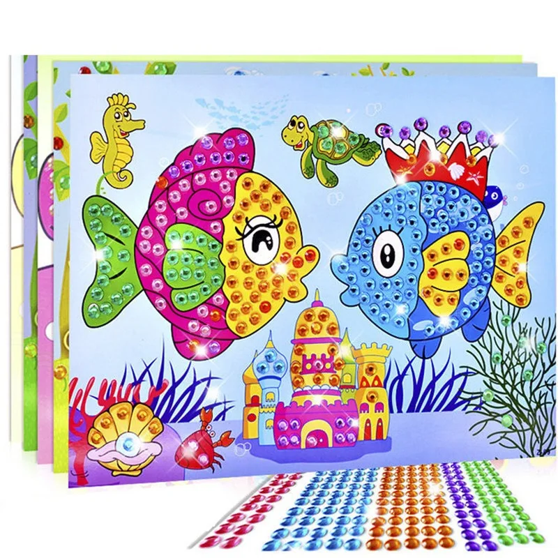 5/10/20ks/veľa DIY Diamantové nálepky Ručne vyrábané krištáľové pasty maľba mozaiky puzzle hračky náhodné farby detské nálepky Darček pre deti