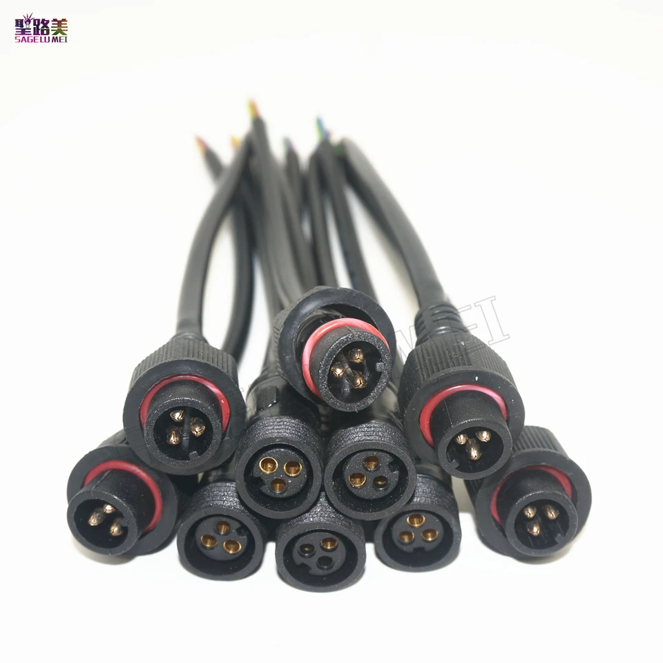 5,10 párov 3 PIN KONEKTOR Muž k ženskému vodotesnému káblu IP68 3pin LED konektory pre vodiče pre LED moduly WS2811 2812B LED pásik LED