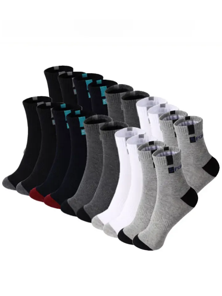 5/10 párov bavlnené ponožky Men Šport Priedušné mäkké listy módne tenisky Vysoko elastická stredná trubica pančuchy uterák Sox leto
