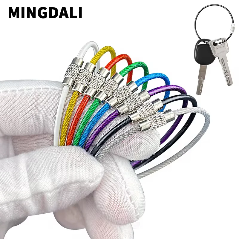 5-10ks 2 mm PVC potiahnuté z nehrdzavejúcej ocele DREH Kláňača DIY Keyring Luggage TAG lano 15cm