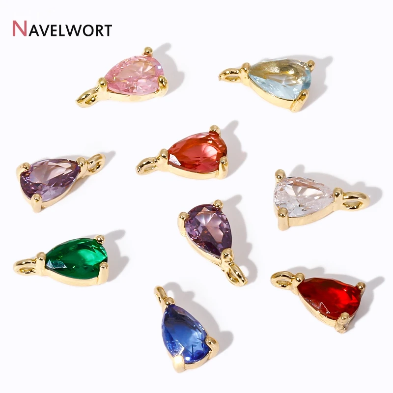 5/10ks 4,5 x 8,8 mm Drobné kúzla slzy pre náramky, 18k Zlaté mosadzné sklenené krištáľové slzy prívesky na výrobu šperkov