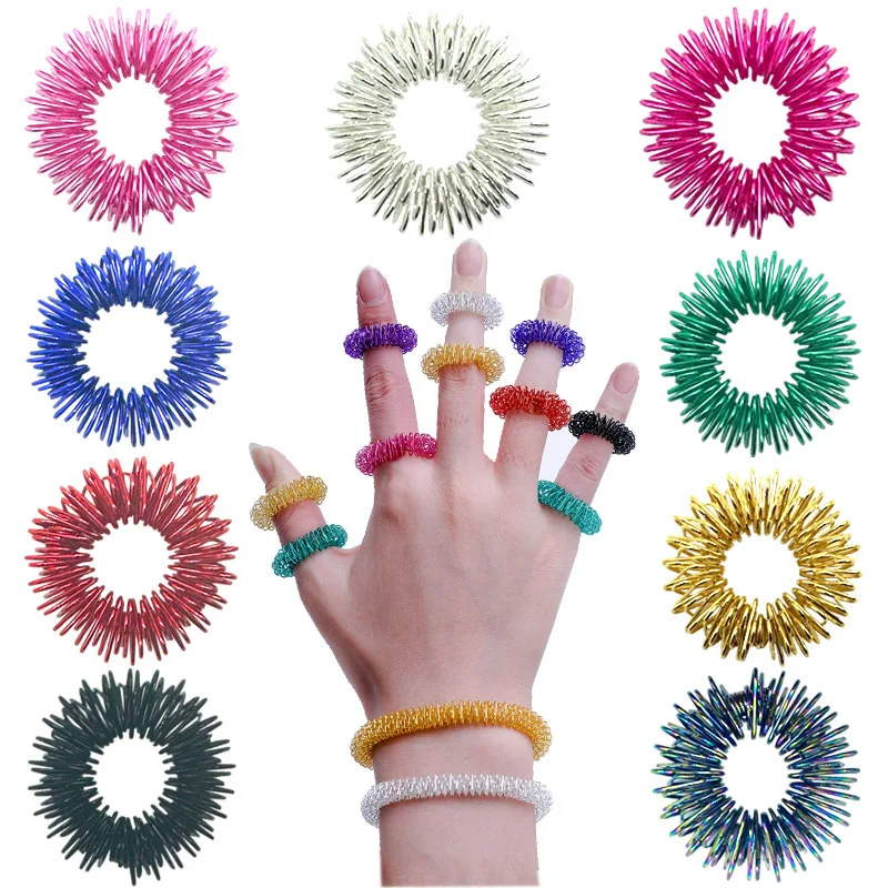 5/10ks/balenie akupresúre krúžky Spike Sensory Finger Rings Nastavené pre dospievajúcich dospelých