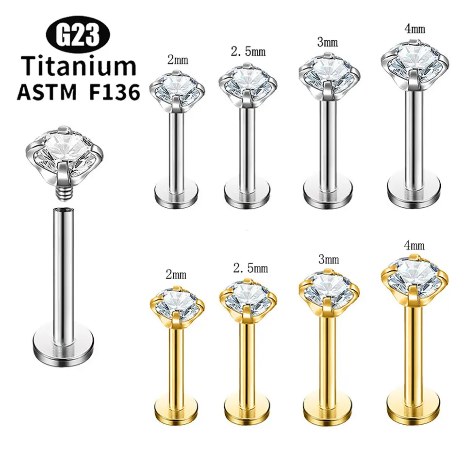 5/10ks Crystal G23 Titanium Labret Labret Piercing Chrupp