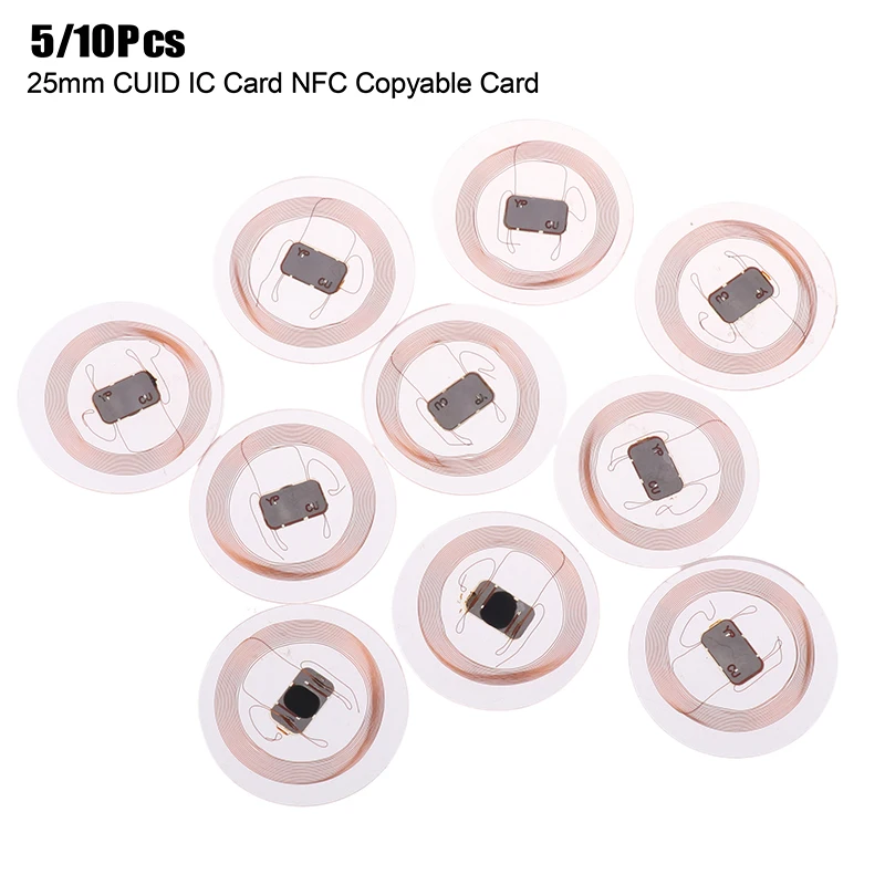 5/10ks CUID NFC TAG 25 mm prepisovateľná priehľadná minca karta NFC NFC pre proximity keyfobs značky Prístup