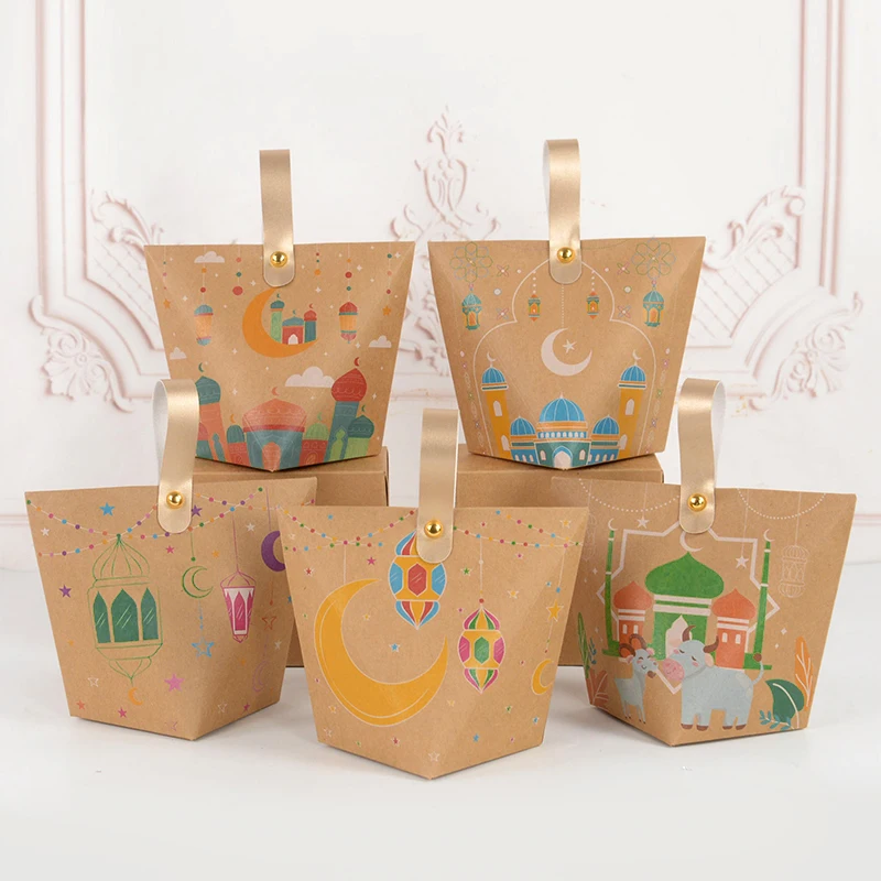 5/10ks Eid Mubarak Candy Darčekový box Ramadan Dekorácie Cookie Darčeky Balenie BAG 2024