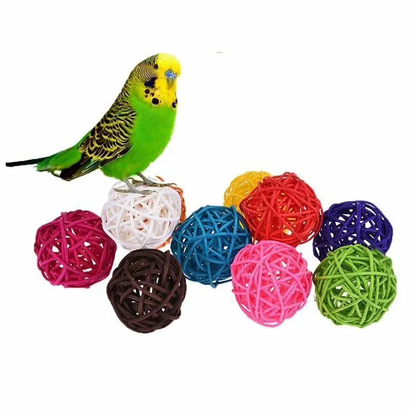 5/10ks farebné ratanové gule Parrot hračky Bird Interactive Bite Chew Hračky pre papagájové budgie klietky