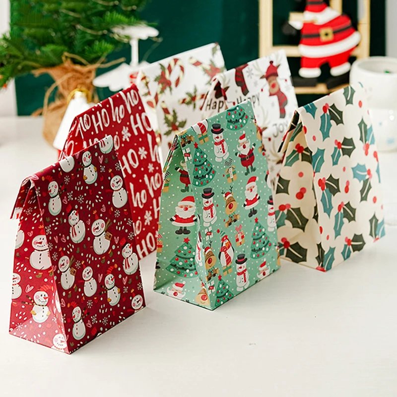 5/10ks kraft papier vianočné cookie cukrovinky taška sušienky občerstvenie taška vianočné večierky dekorácie NAVIDAD Nový rok 2025