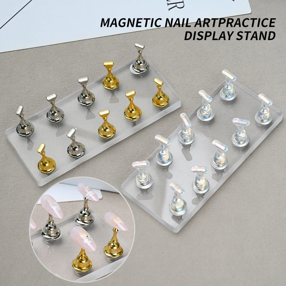 5/10ks Magnetický držiak nechtov False nechty Cvičenie stánok Crystal Base Držiteľ nechtov na nechty pre Art Salon DIY & Practice