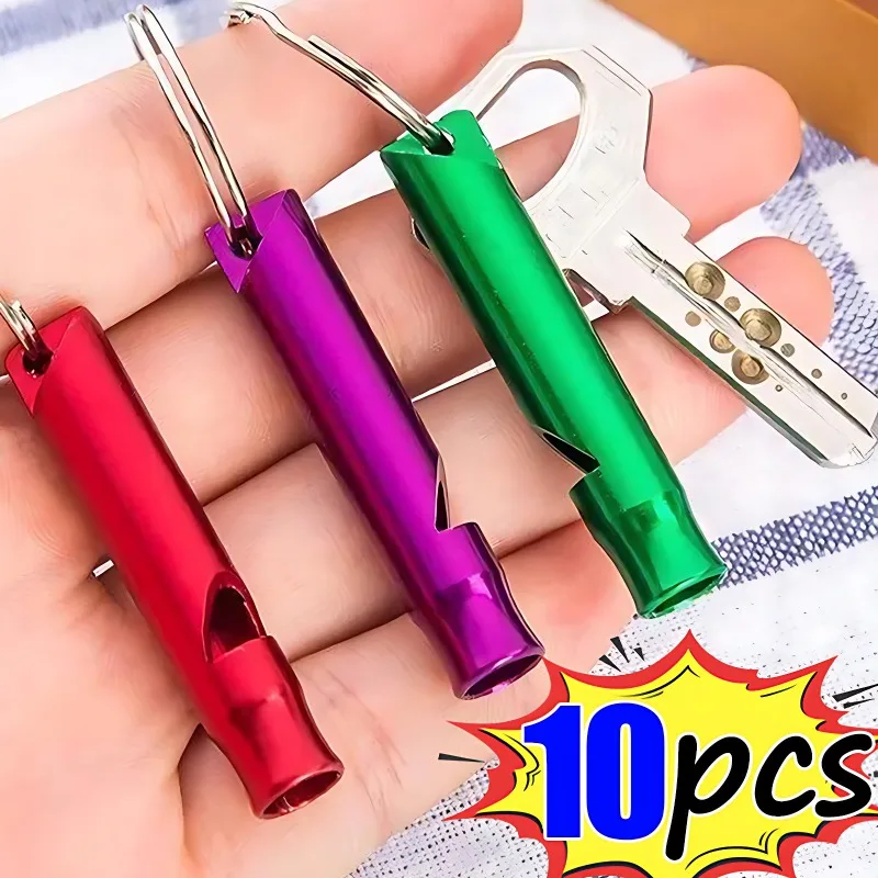 5/10ks píšťalky na výcvik píšťalky Multifunkčné hliníkové núdzové prežitie píšťalka Kľúčenka na kemping na turistiku Outdoor Sport