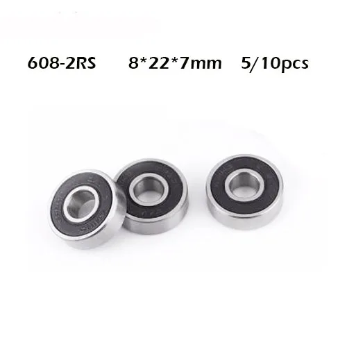 5/10ks/set 608 2RS guľôčkové ložisko ABEC-1 8x22x7 mm hlboké drážky oceľové ložiská 608RS Z3V3 608-2RS 608RS ložisko