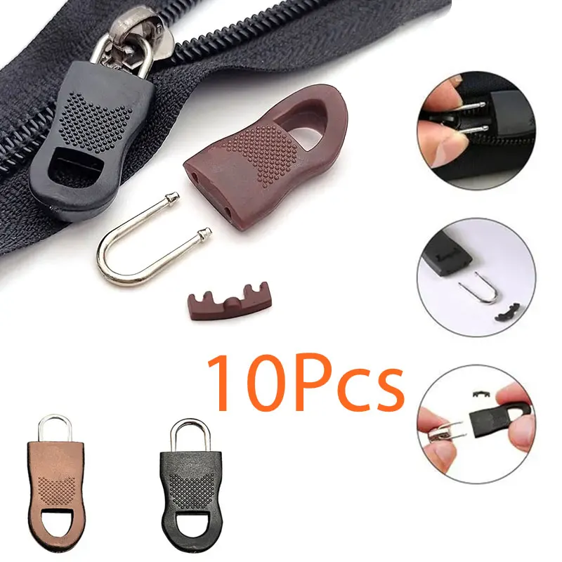 5/10ks Univerzálny zips Pull Výmena odnímateľného zipsu Slugy Súprava na opravu odevov pre odevné šaty Craft Sewing Zips hlava zips
