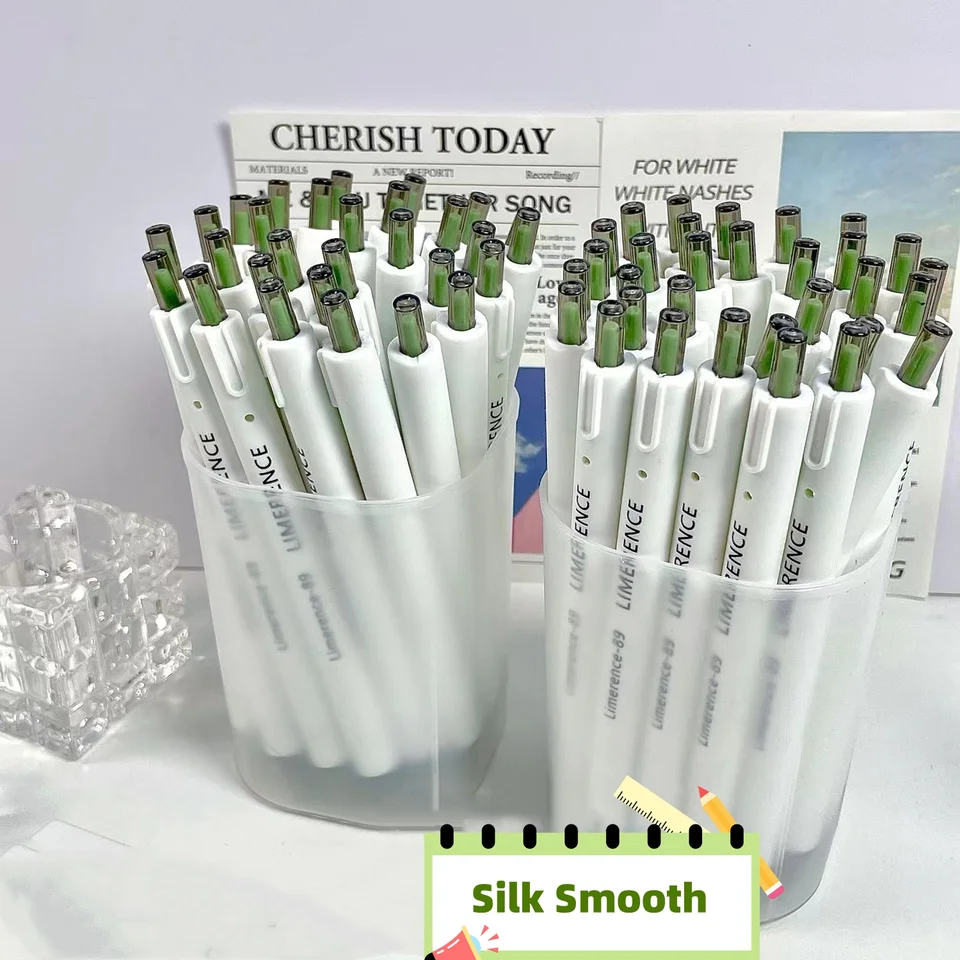 5/10ks čerstvý zelený štýl 0,5 mm gélové pero pre študentov Soft Touch Write Pen Čierne doplňovanie kancelárskych potrieb Pen Office School Supplies