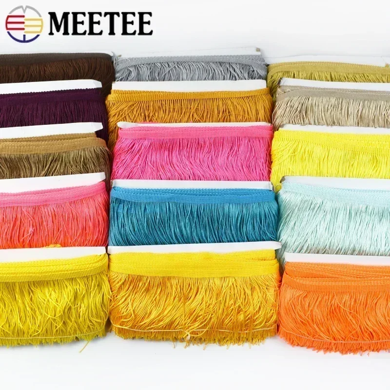 5/10M Meettee 20cm Tassel Fringe Tining Lace Ribbon Dlhé strapce na šitie závesu Latinské šaty Orezávanie strapcov DIY Príslušenstvo