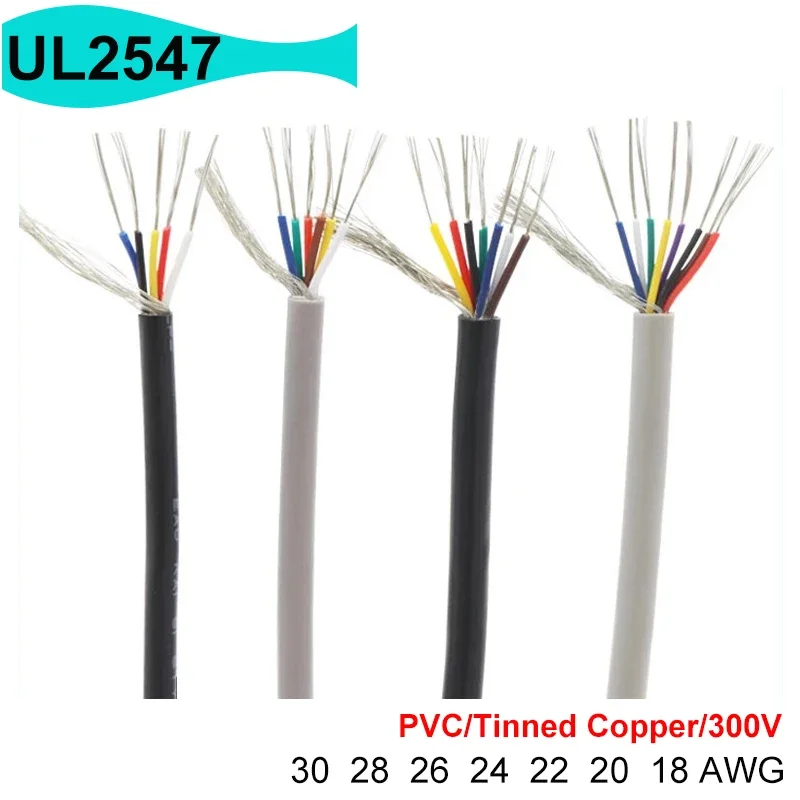 5/10M UL2547 tienený drôt 30 26 26 222 20 18 AWG Channel Audio 2 3 4 5 6 8