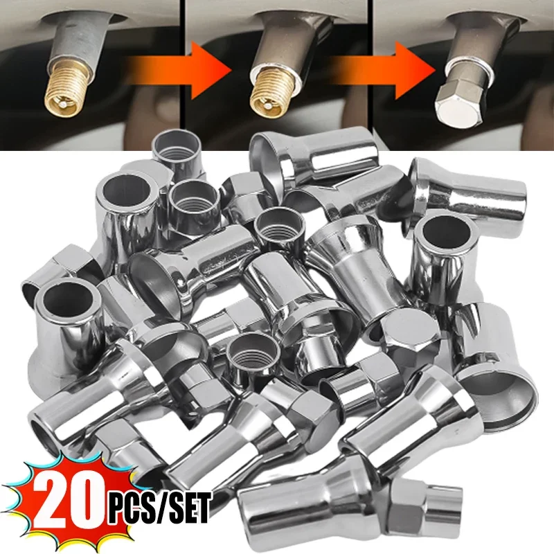 5/10set Chrome Paned Snap-On Car Tary Tire Valve Ventil Hexagonal Cap s rukávovým krytom auta Univerzálne kolesové príslušenstvo
