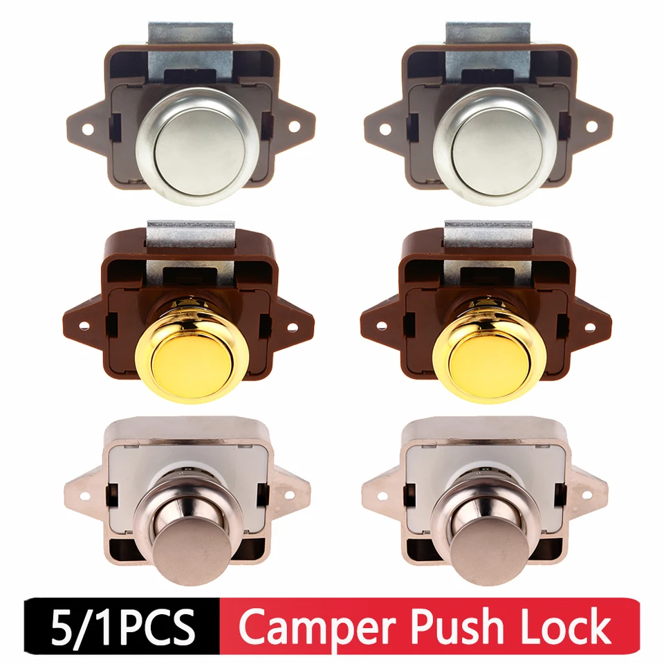 5/11ks Car Camper Push Lock Zinc zliatina RV Caravan Loď Motor Motor Domovod Desk Desker Zásuvka Zásuvka Zamknutá západky Button Zámok nábytok Hardware