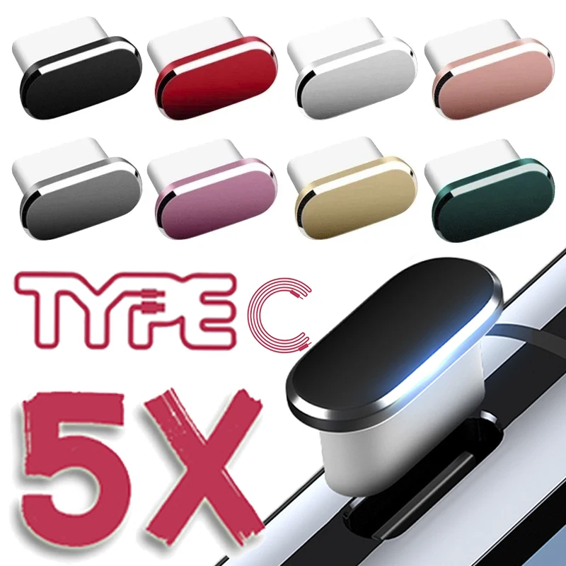 5/11ks typu C kovový prachový zástrčka pre Samsung Xiaomi Huawei iPhone 15 Univerzálny zátk