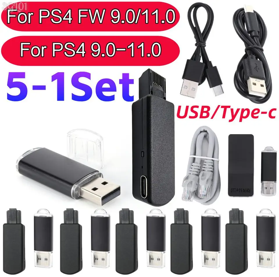 5-1PC One-Key JB Tool Mod Set USB/Type-C káblovú súpravu JB USB adaptér pre Sony PS4/PS4 PRO/PS4 Slim 9.0-11.0 s káblom ethernetu
