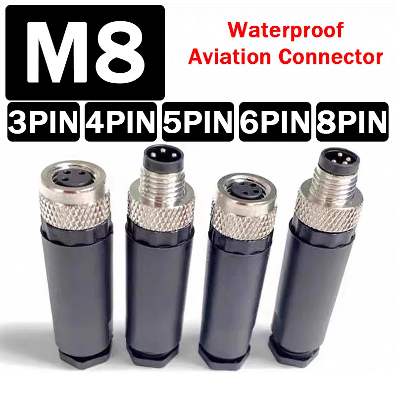 5/20/100 pcs m8 nepremokavé konektory 3pin 4pin 5pin 6pin 8pin ° C Rovná samica letecká zástrčka pre letectvo pre spínače priblíženia