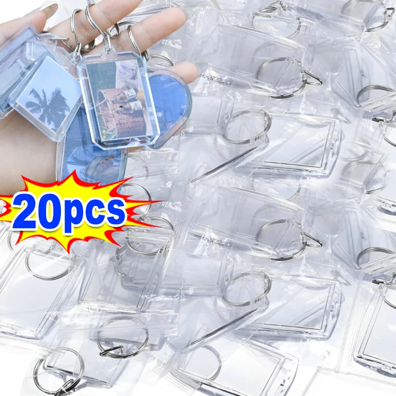5/20ks priehľadné fotografické rámec Keychain Scalt Snap-in Vlastné vložte fotografiu akrylové prázdne klávesnice Clear Blank Picture Pendant