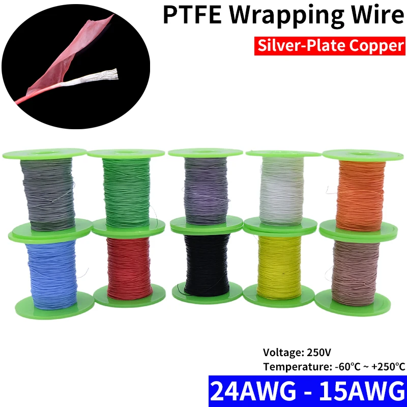 5/20M PTFE drôt 24awg - 15awg Ultra jemný mikro litz linka Soft Film Wrap Wrap Wrap Afr250