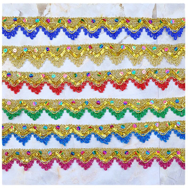 5/2yards Zlato strieborná čipka Tink Stuha Flitry Lace Ribbon pre večierok Svadobná dekorácia DIY Craft Šitové príslušenstvo