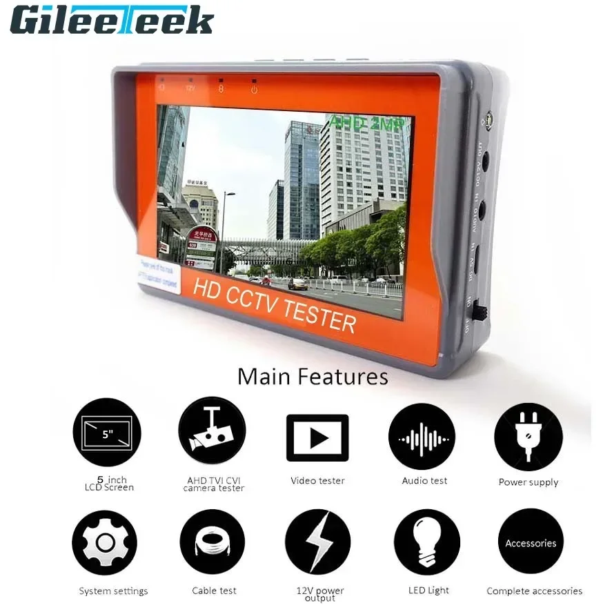 5/4,3 palca 5/8MP CCTV Camera AHD Tester Monitor TVI CVI CVBS Tester Monitor HD Zobrazuje prenosný videorekordér s LED