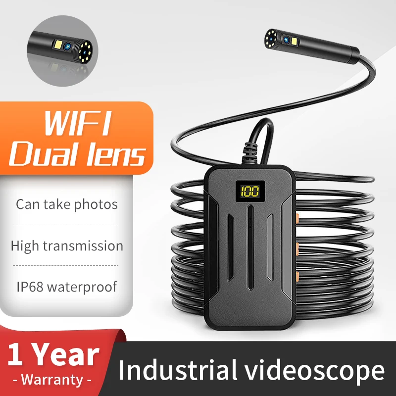 5,5 mm/8 mm HD1080p Industrial WiFi Endoscope Dual šošovkový fotoaparát Inšpekcia automobilu Mini kamera Borescope IP68 nepremokavý Android iPhone Android iPhone