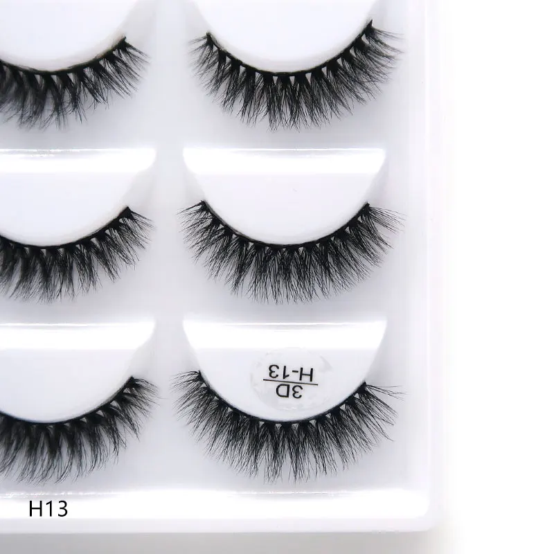 5/50Boxes 100% skutočné norové falošné mihalnice 3D prírodné falošné mihalnice 3D Mink Rifes mäkké mihové riasy make -up súpravy CILIO