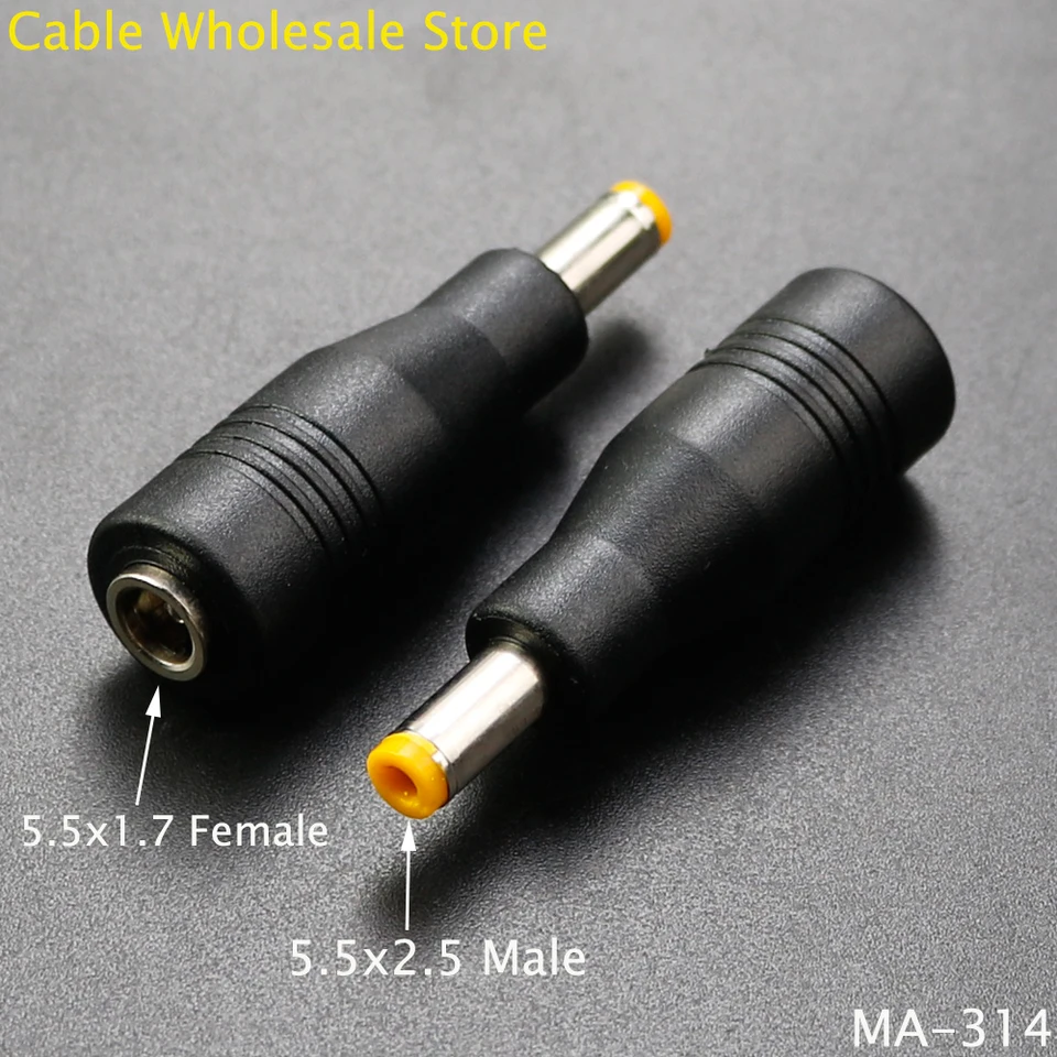 5,5x1.7/5,5x1,7 mm ženský konektor na 5,5 x 2,5 (kompatibilný s 5,5 x 2,1 mm)
