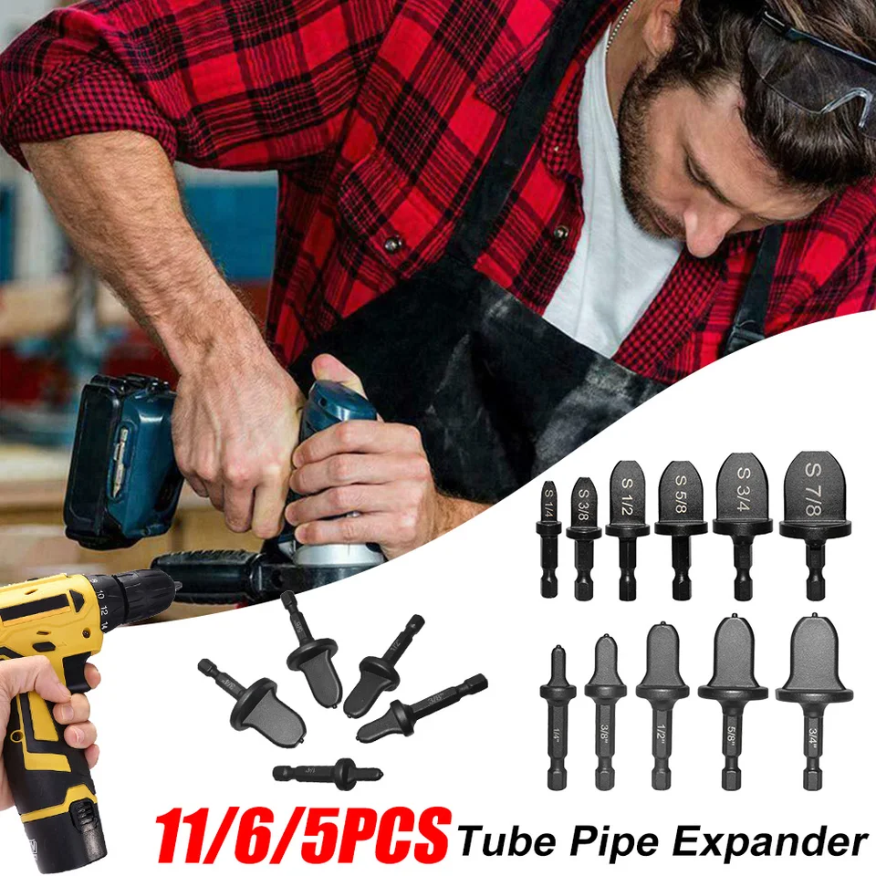 5/6/113ks trubicové potrubie Expander Copper Hex Hex Dress Imperial Pipe Expander trubica Elektrický vŕtací vŕtací bit náradie pre klimatizáciu