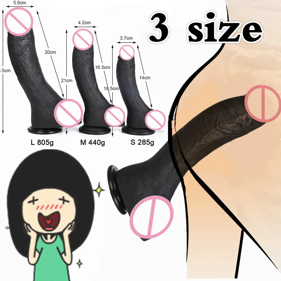 5,6 cm čierne obrovské sexy. Položky realistické obrovské dlhé dildo deeldo masturbátory penis Ženy erotické hračky sacie pohár husté žliečky péro